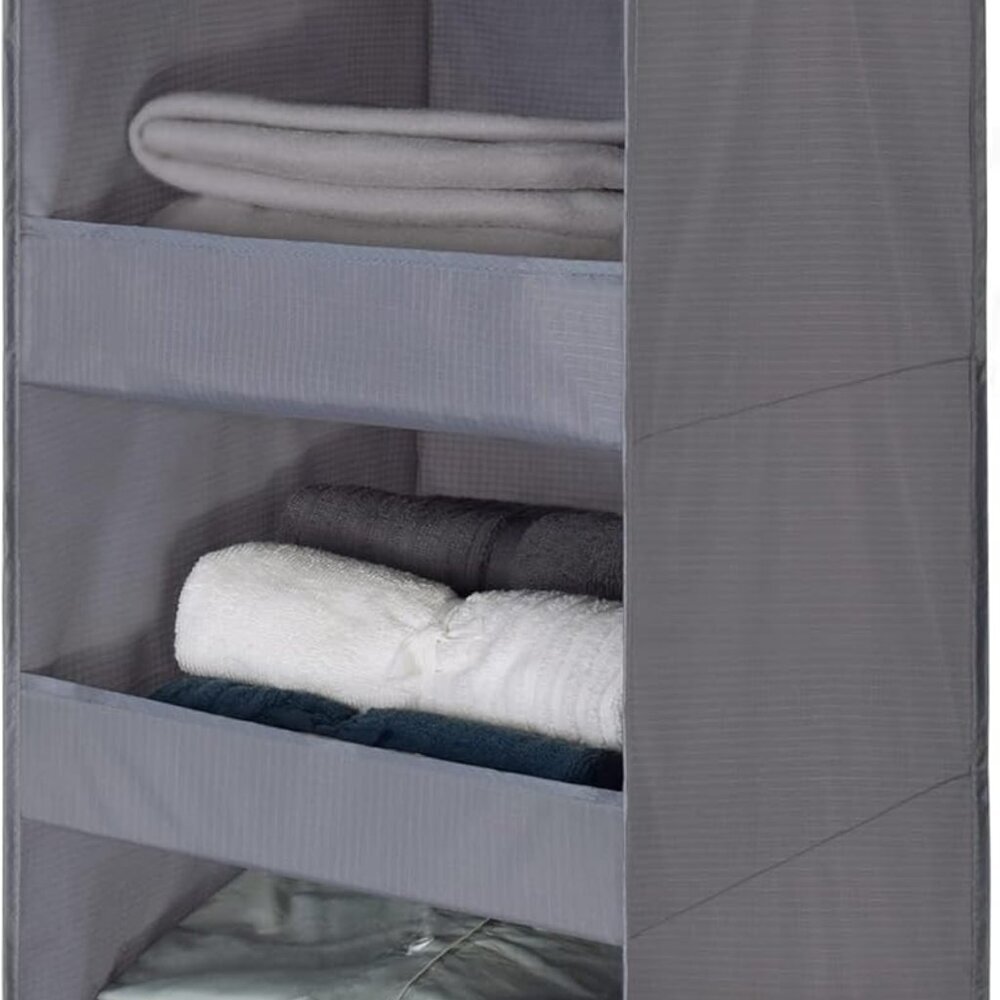 3-Shelf Hanging Closet Organizer and Storage, Collapsible Hanging Closet Shelves